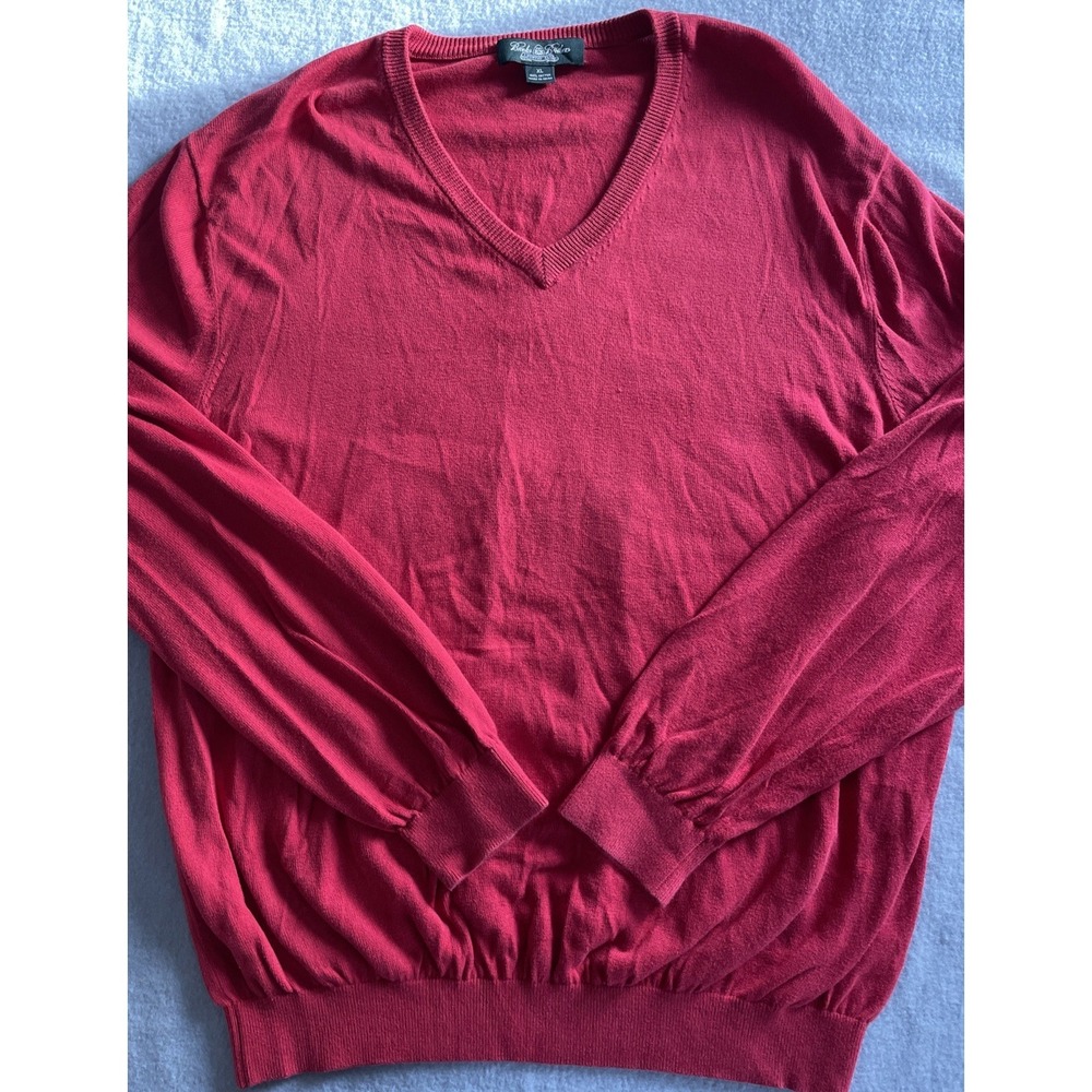 Brooks‎ Brothers Country Club RED 100% Cotton V-Neck Jumper Pullover Sweater XL